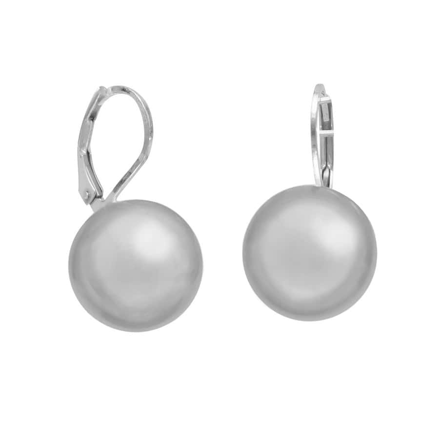 Silver Ball Lever Back Earrings image 0