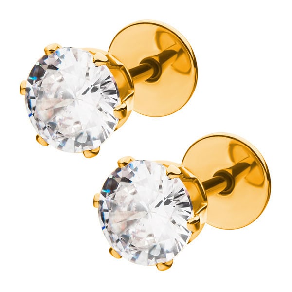mm Crystal Gold Prong – ComfyEarrings