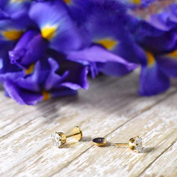 6.0 mm Crystal Gold Prong image 2