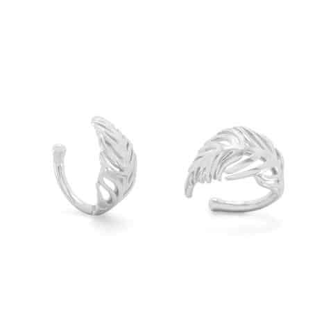Rhodium Plated Feather Ear Cuffs image 0
