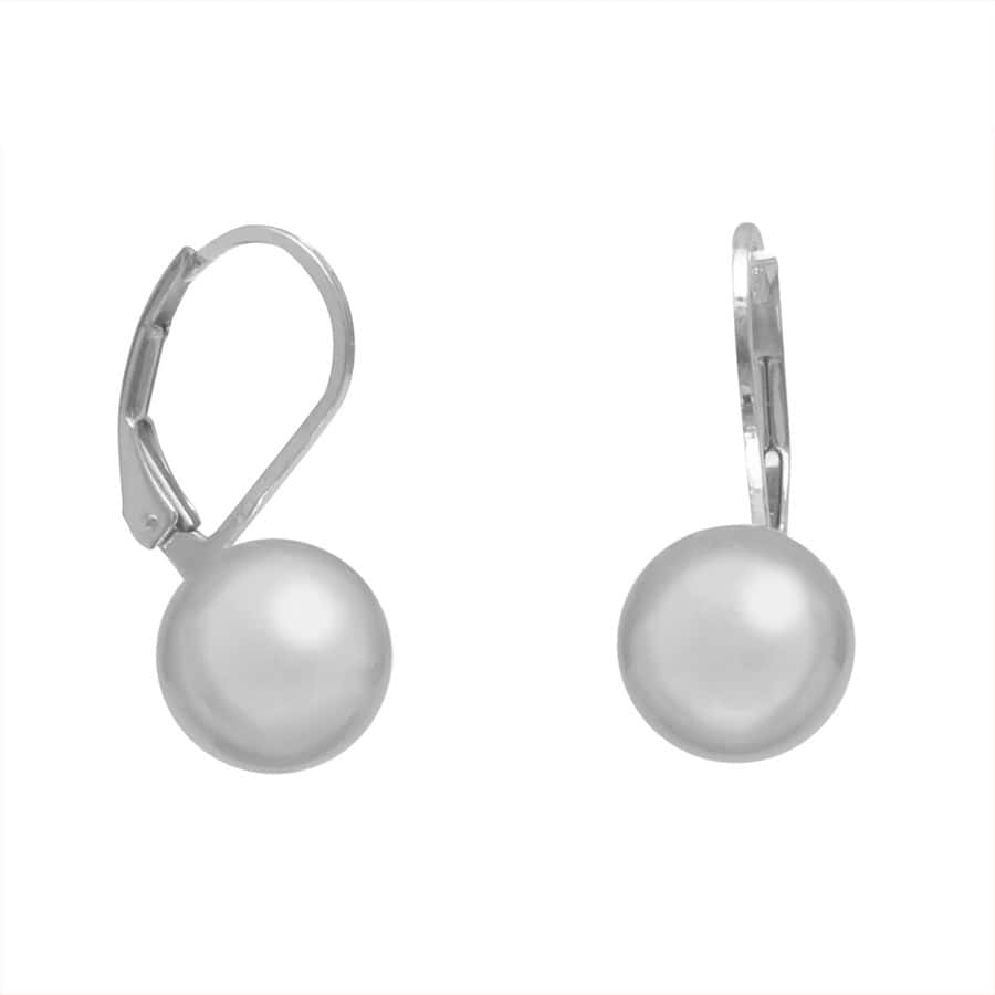 Silver Ball Lever Back Earrings image 1