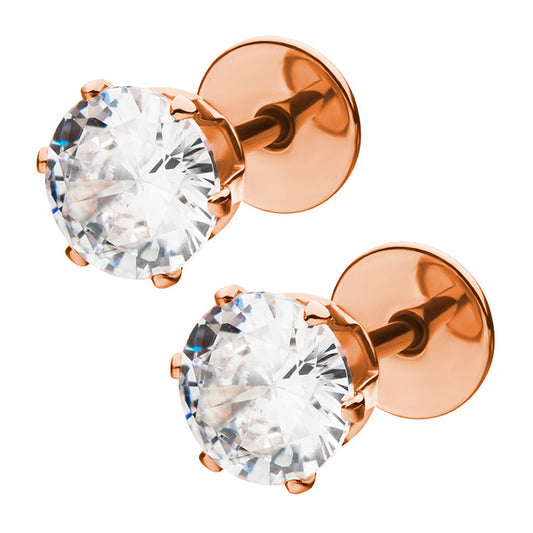 6.0 mm Crystal Rose Gold Prong