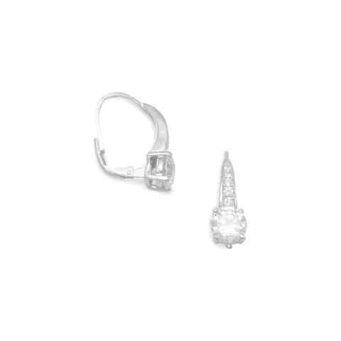 Rhodium Plated Graduated CZ Lever Back Earrings image 0