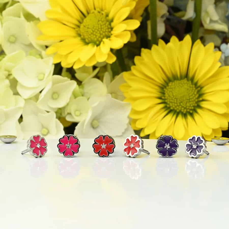 Red Enamel Flowers image 3