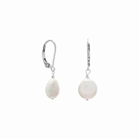 Cultured Freshwater Coin Pearl Lever Earrings image 0