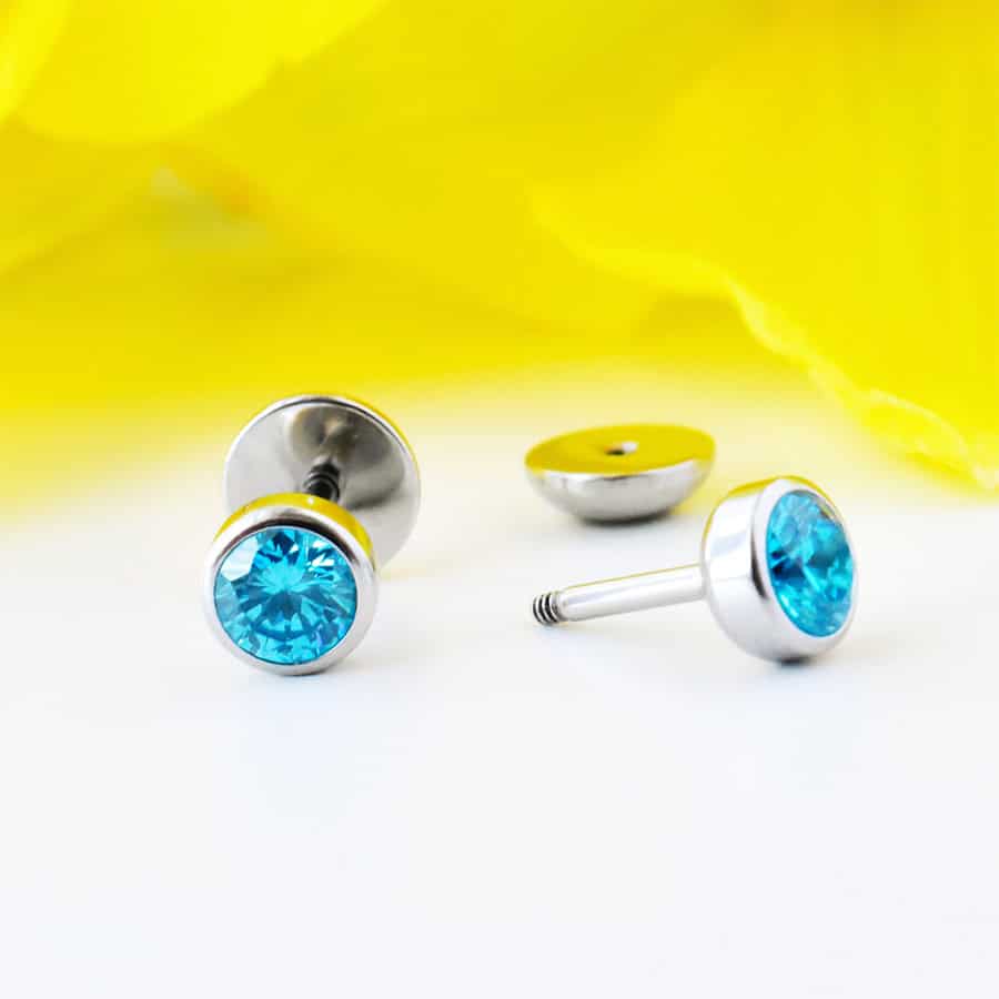 flat back earrings aqua