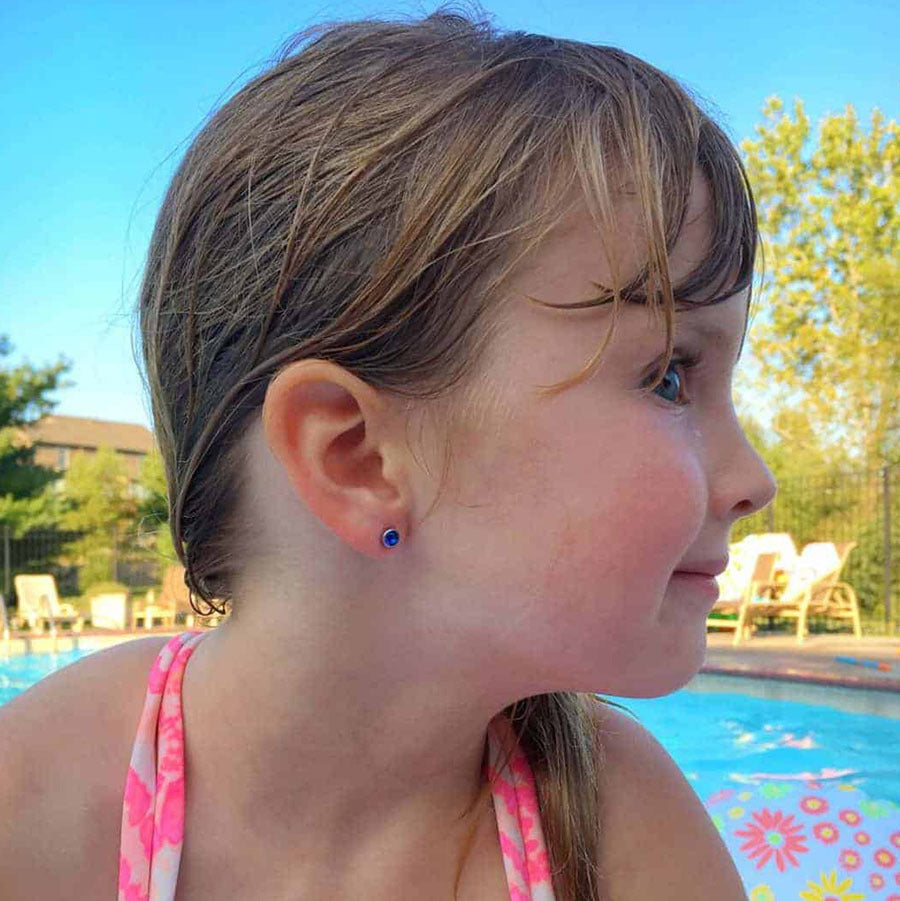 Swimming in the pool in Sapphire ComfyEarrings