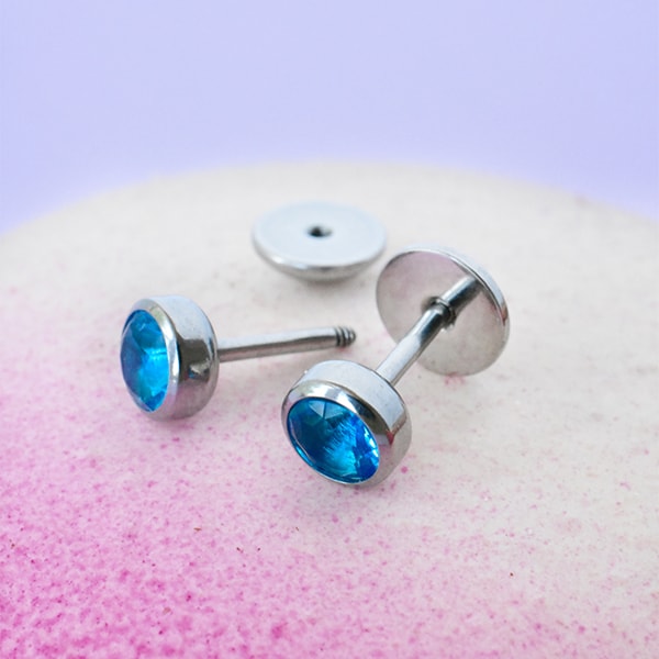 Blue Topaz flat back earrings for comfort