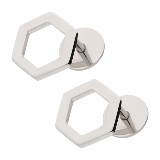 Open Hexagon Titanium ComfyEarrings on a white background