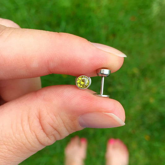 screw on earrings peridot for August