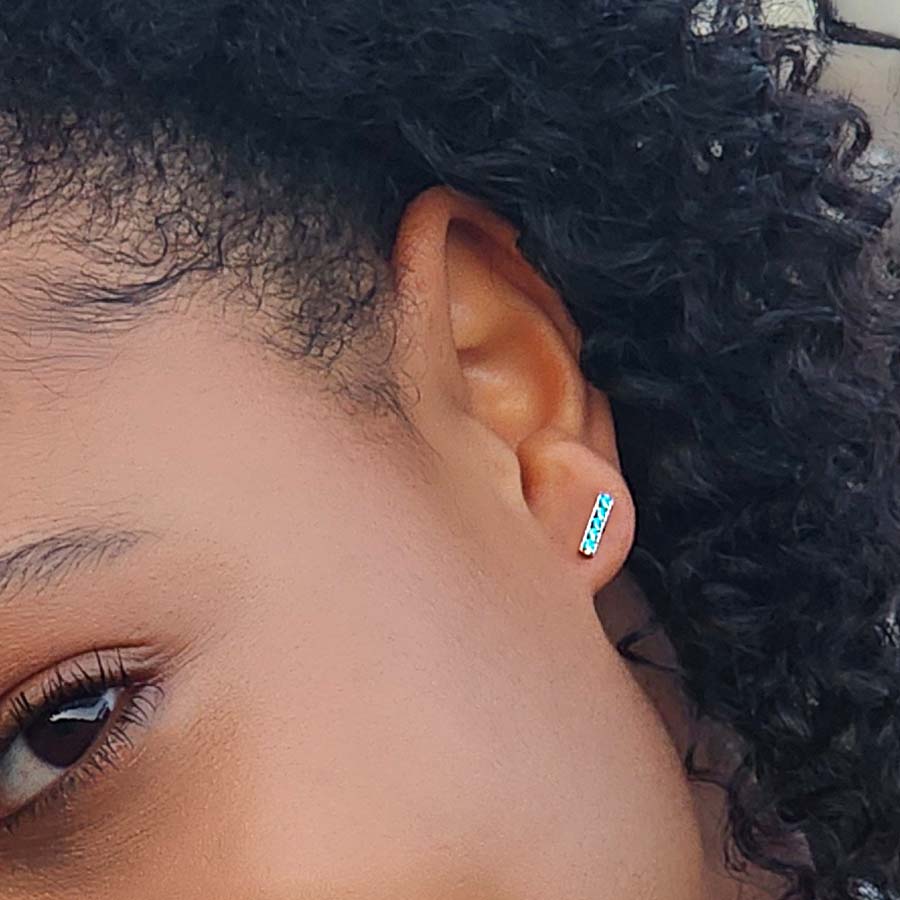 Stainless Bars with Aqua Gems