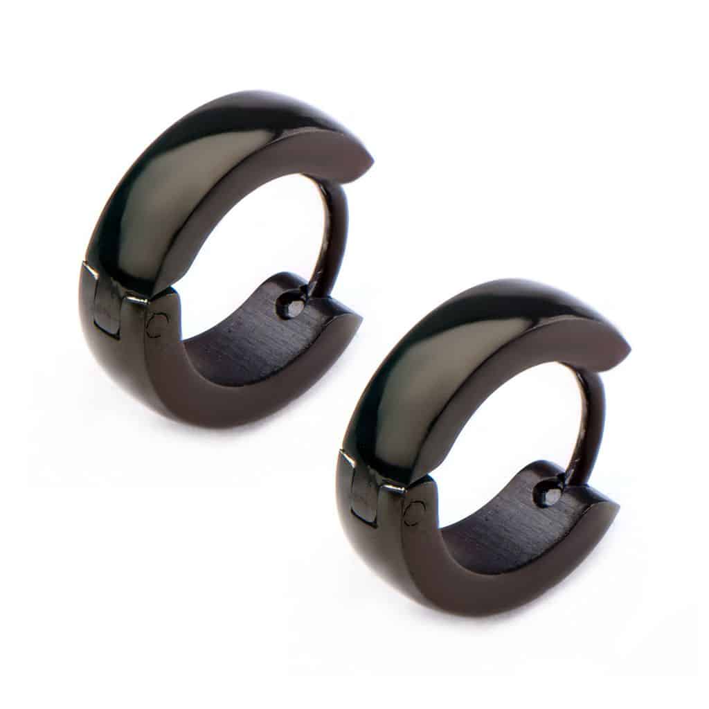 Huggie Hoop Black Rounded image 0