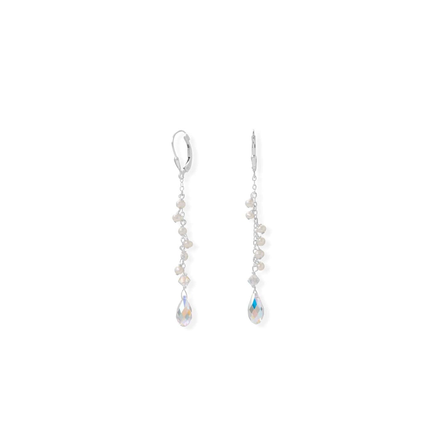 Swarovski Crystal and Cultured Freshwater Pearl Lever Earrings image 0