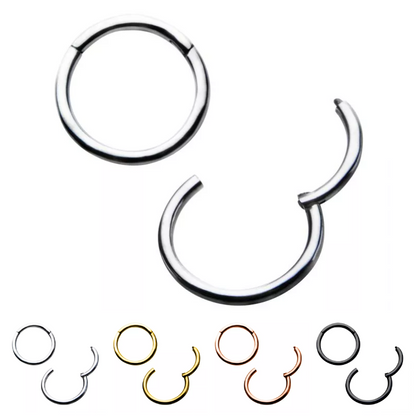 Set of metallic hoop earrings in various colors on a white background