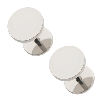 Pair of stainless DIY earrings on a white background