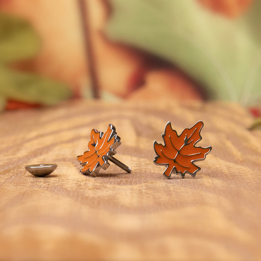 Enamel Fall Leaf ComfyEarrings compliment your fall outfits.
