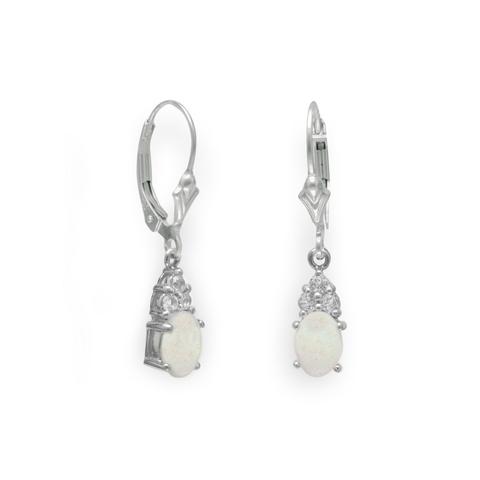 Opal and White Topaz Lever Earrings