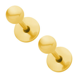 Stainless Ball Gold ComfyEarrings on a pure white background.