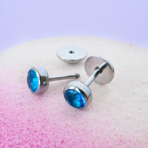 Blue-topaz-flat-back-low-profile-stud-earrings