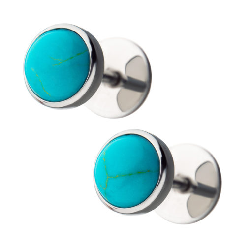 Turquoise ComfyEarrings main image on white background.