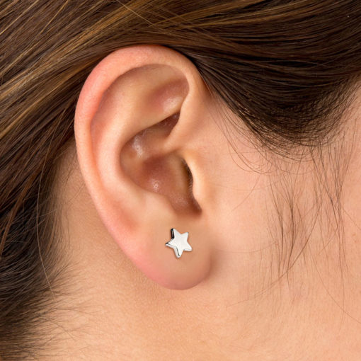 Stainless Star ComfyEarrings in ear.