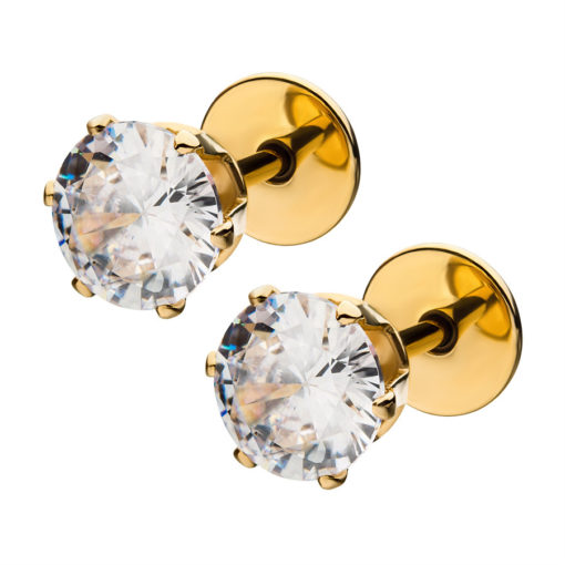 Crystal Clear Gold Prong ComfyEarrings main image.