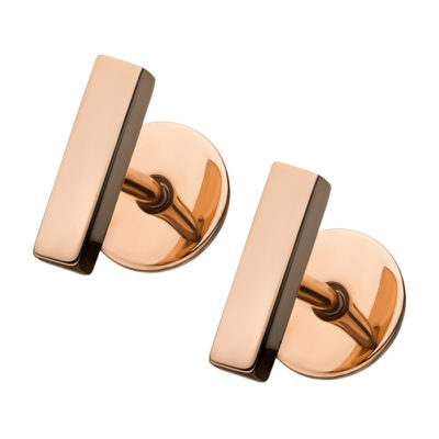 Rose Gold bar ComfyEarrings main image tilted.