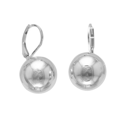 Silver ball lever back earrings