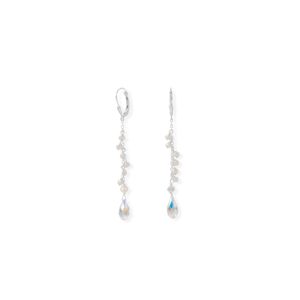 Swarovski Crystal and Cultured Freshwater Pearl Lever Earrings
