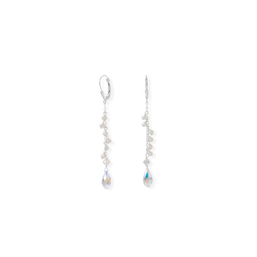 Swarovski Crystal and Cultured Freshwater Pearl Lever Earrings