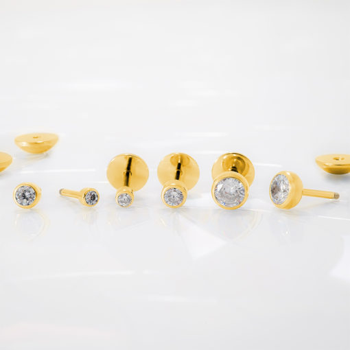 Crystal Clear Gold ComfyEarrings on a white background.