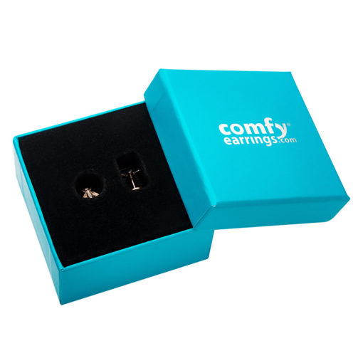 Rose Gold Bee ComfyEarrings in box.