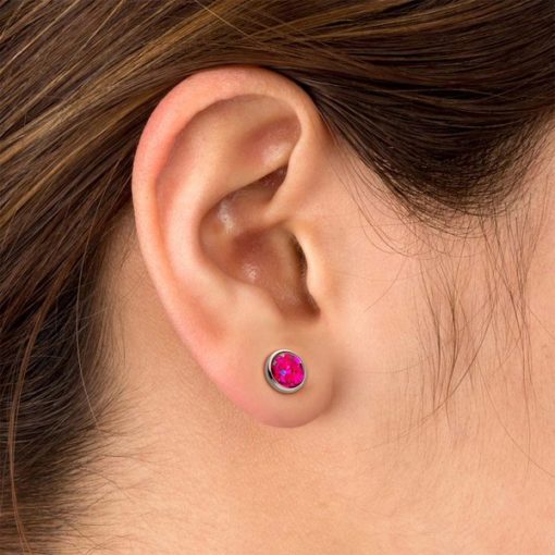 Pink Funfetti ComfyEarrings in ear