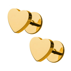 Gold Heart ComfyEarrings main image tilted.