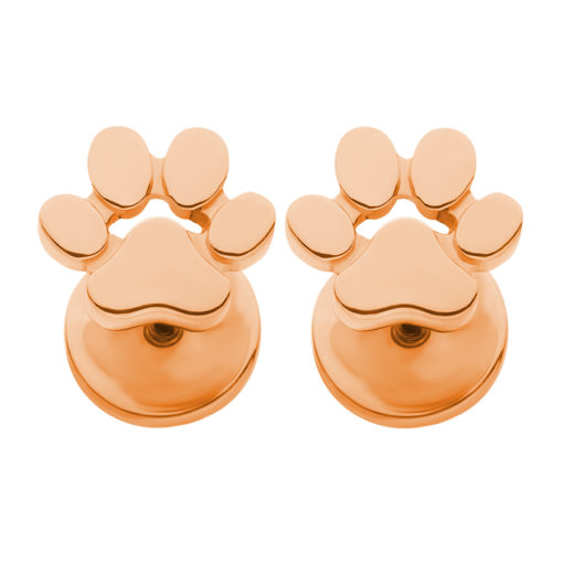 Rose Gold Paw Print ComfyEarrings straight forward image