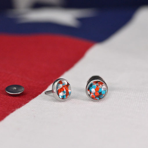 Red White and Blue Funfetti ComfyEarrings on American flag