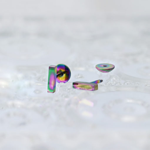 Multicolor Bar ComfyEarrings on a clear patterned serving dish