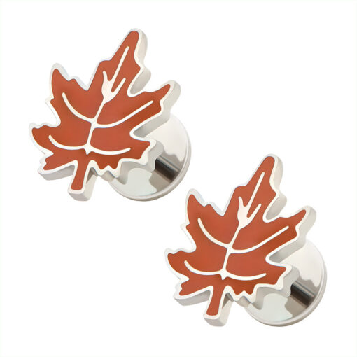 Enamel Fall Leaf ComfyEarrings featuring high-quality burnt orange enamel.