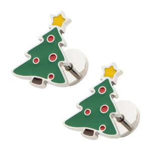 Enamel Christmas Tree ComfyEarrings on a white background.