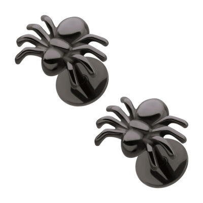 Black spider ComfyEarrings on a white background.