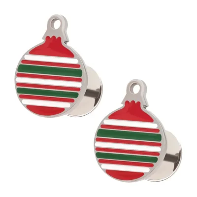 Enamel Striped Ornament ComfyEarrings main image on white.